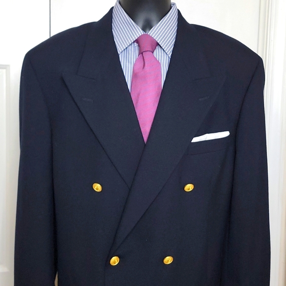 Brooks Brothers Other - Brooks Brothers Brooksease Navy Blue Double Breasted Blazer Size 46 L